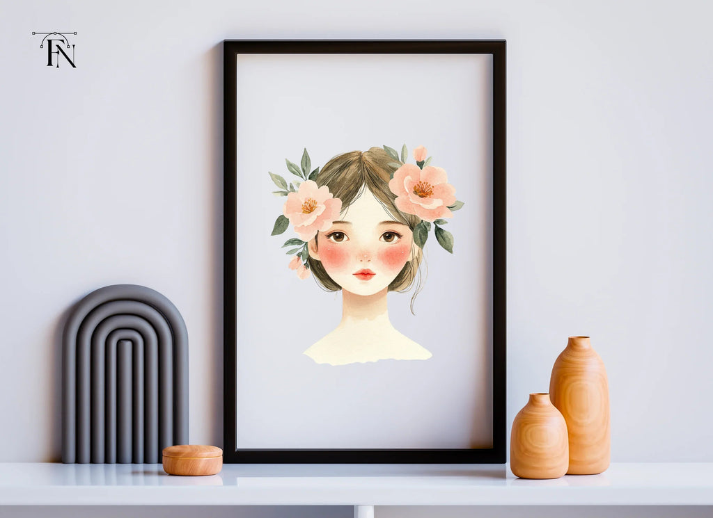 Cute Girls with Flower Crowns Clipart Bundle
