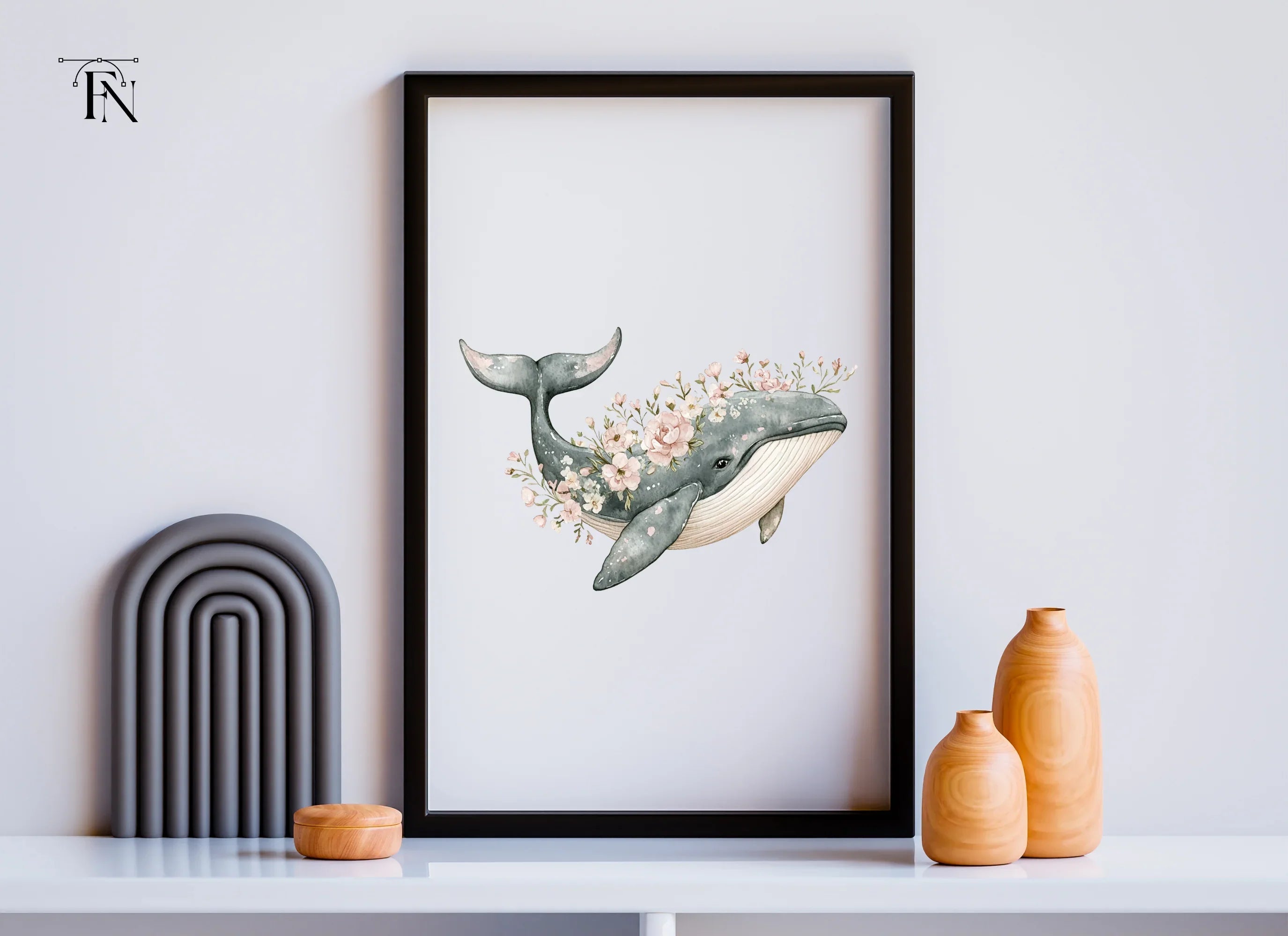 Whale with Flowers Clipart Bundle