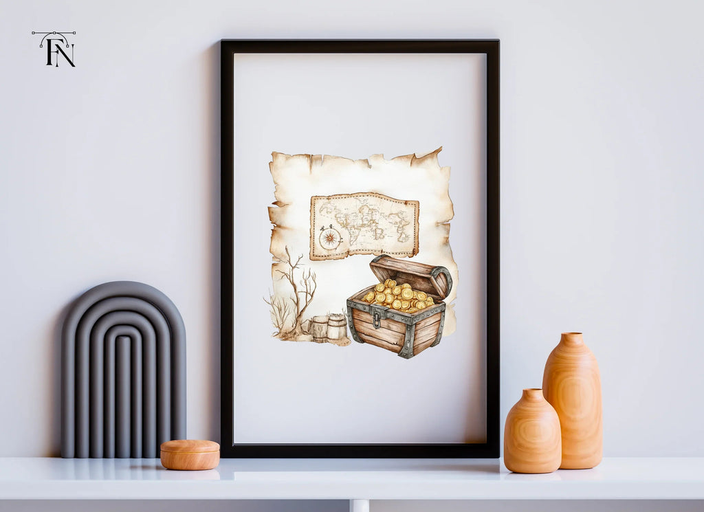 Treasure Map and Chest Clipart Bundle