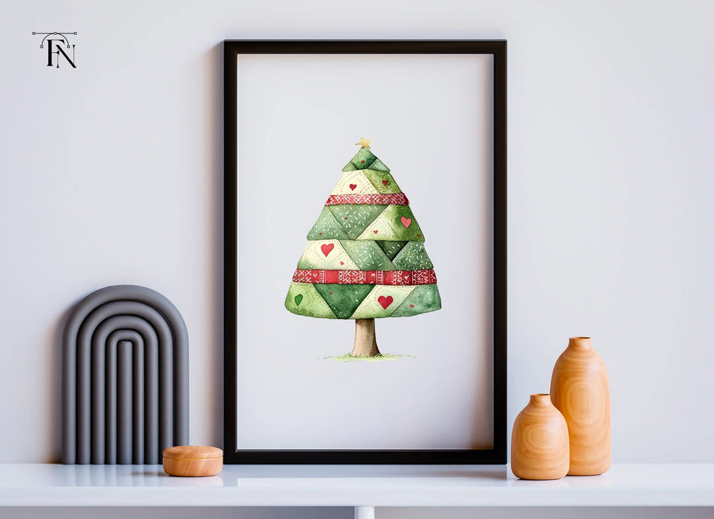 Quilted Christmas Tree Clipart Bundle