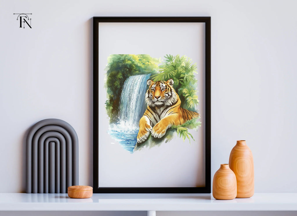 Majestic Tigers by Jungle Waterfall Clipart Bundle