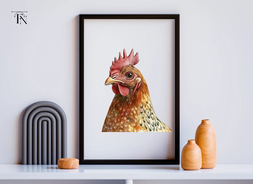 Realistic Brown Chicken Head Clipart Bundle
