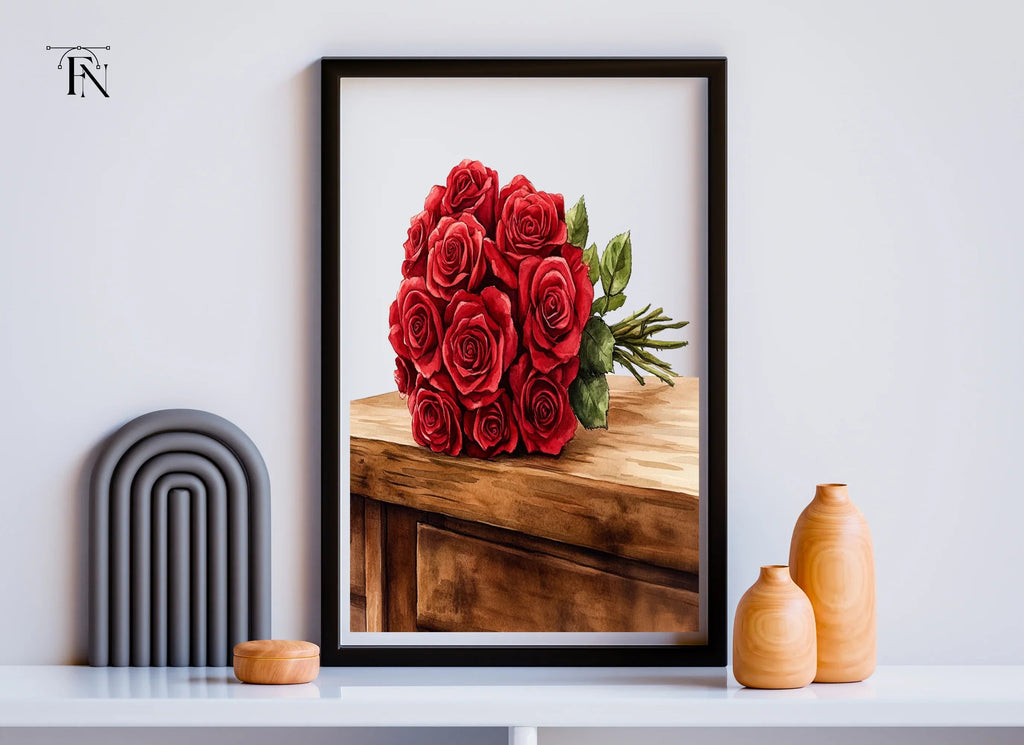 Elegant Red Rose Bouquet Clipart Bundle