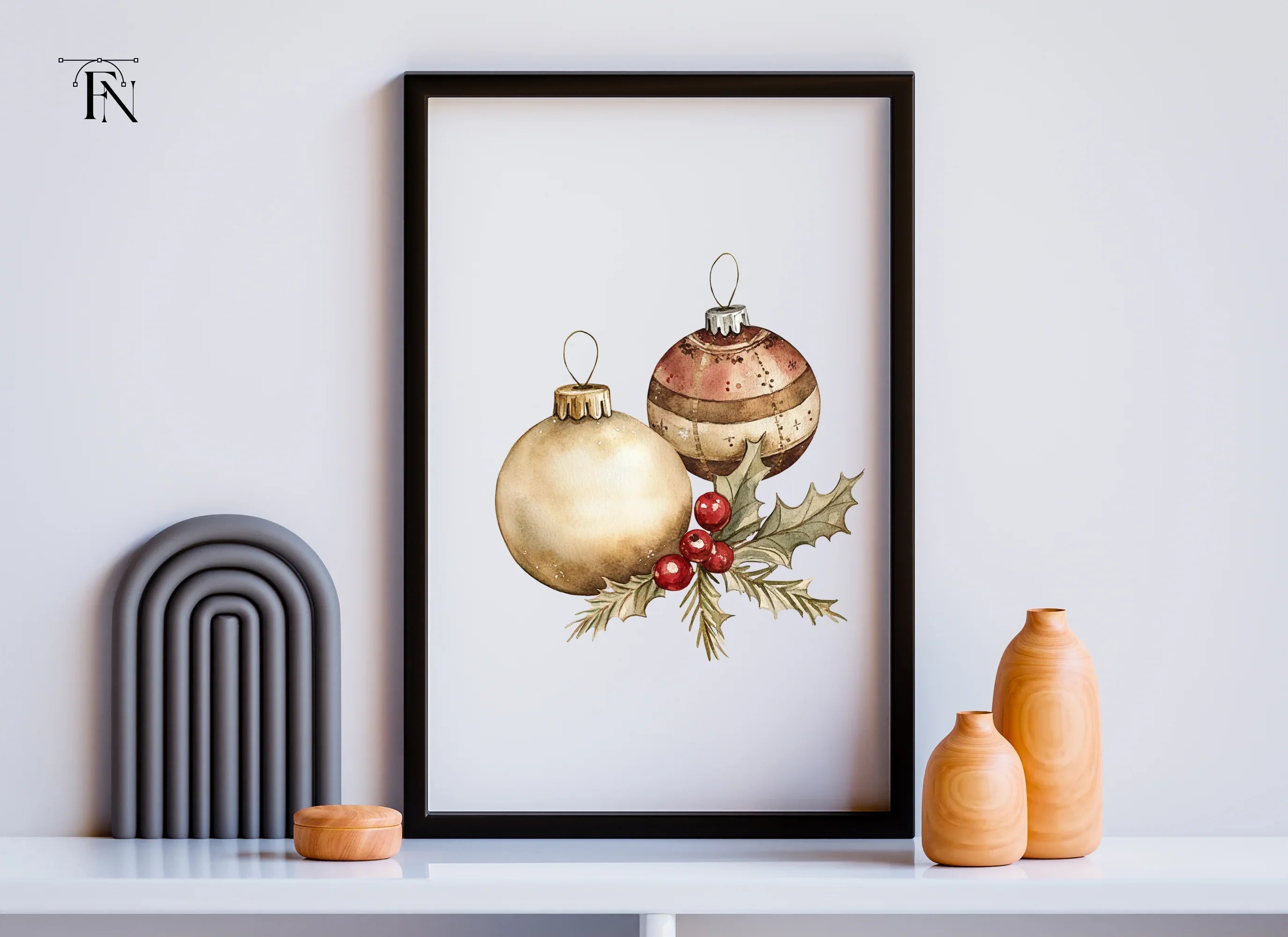 Christmas Ornaments and Holly Clipart Bundle