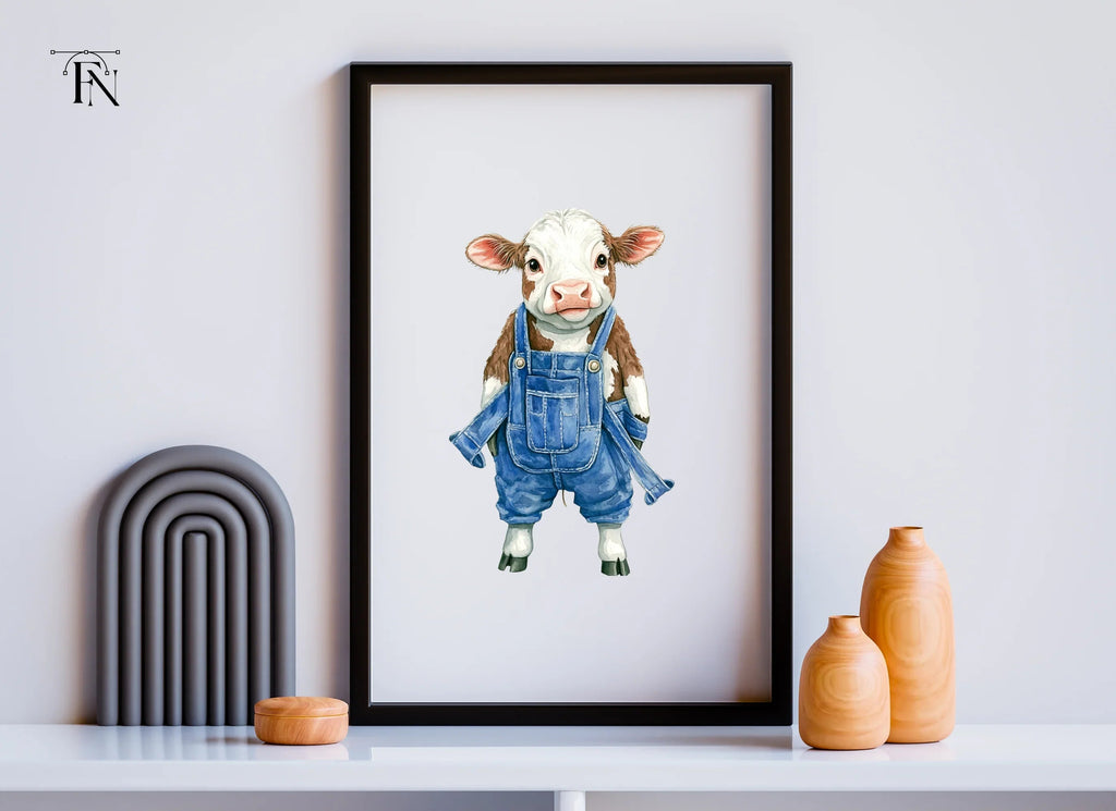 Cute Calves in Overalls Clipart Bundle