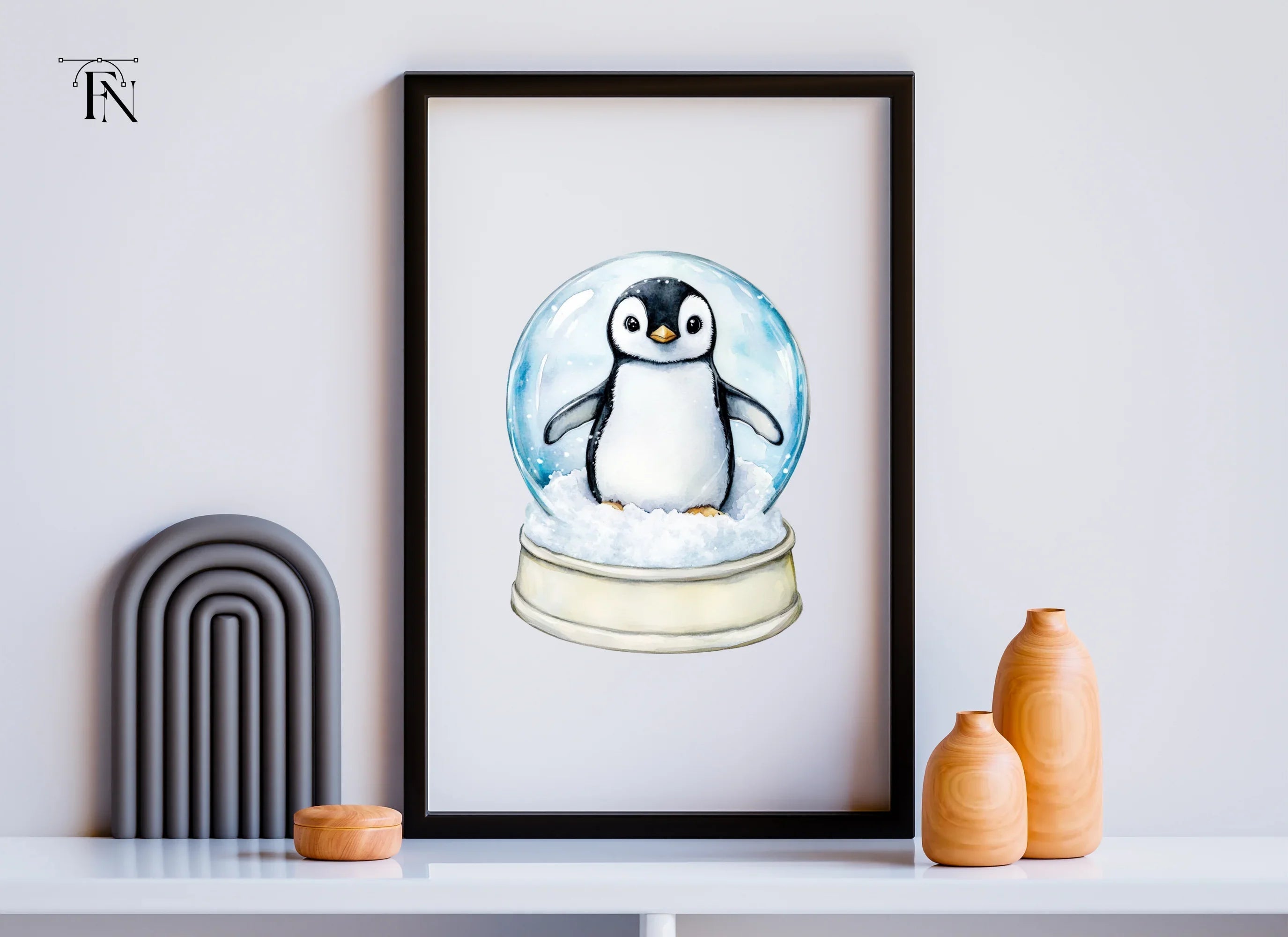Cute Penguin Snow Globe Clipart Bundle