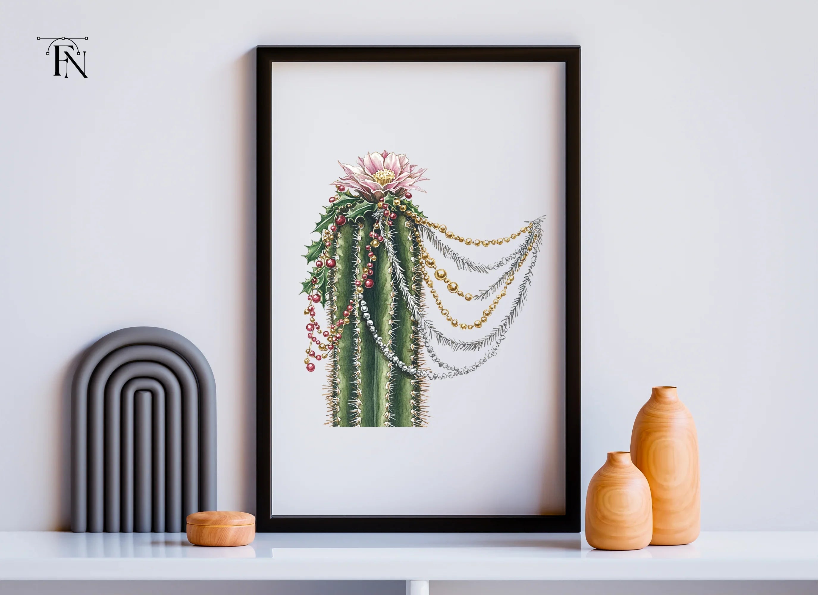 Decorated Christmas Cactus Clipart Bundle