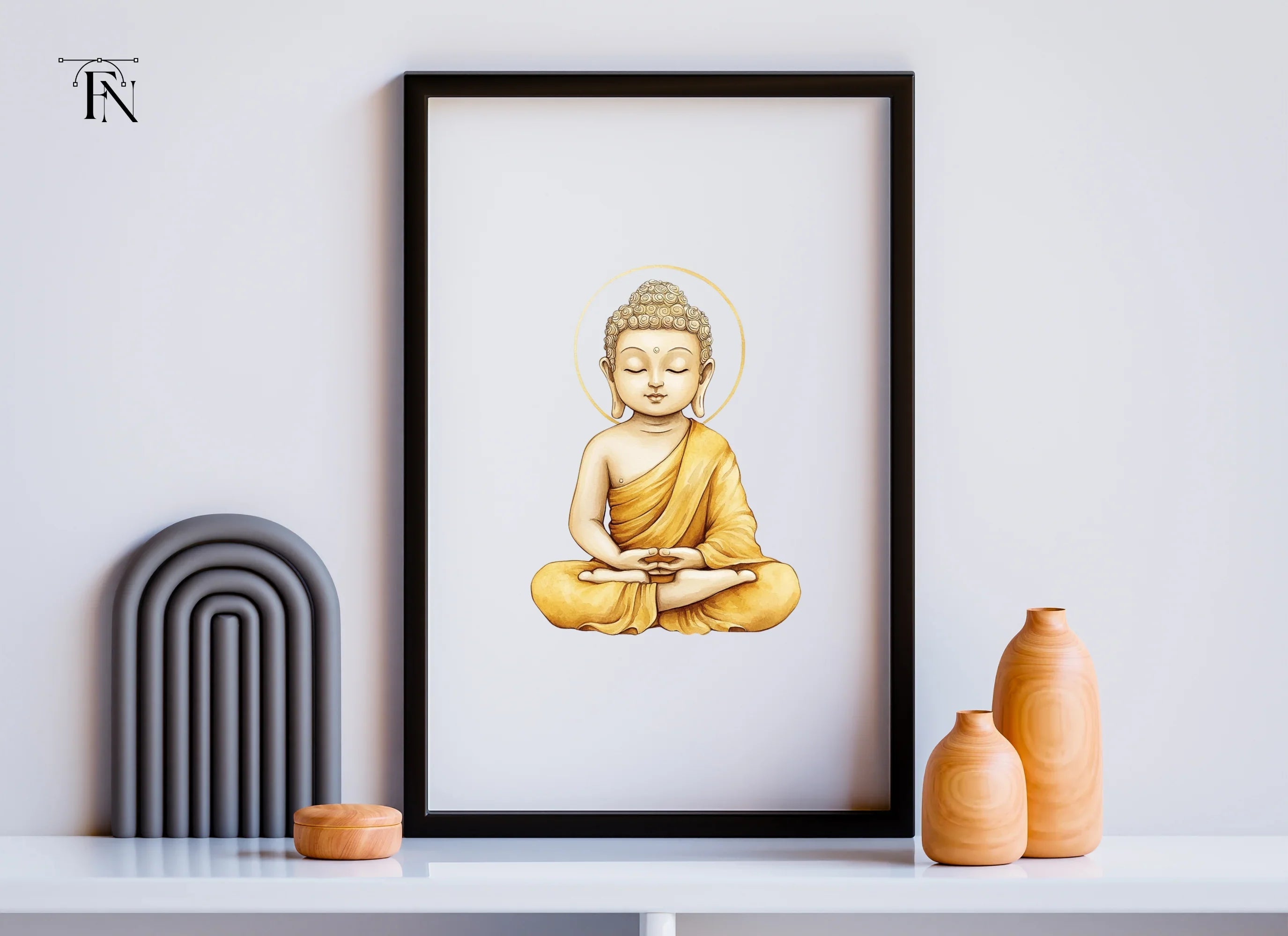 Meditating Buddha with Halo Clipart Bundle