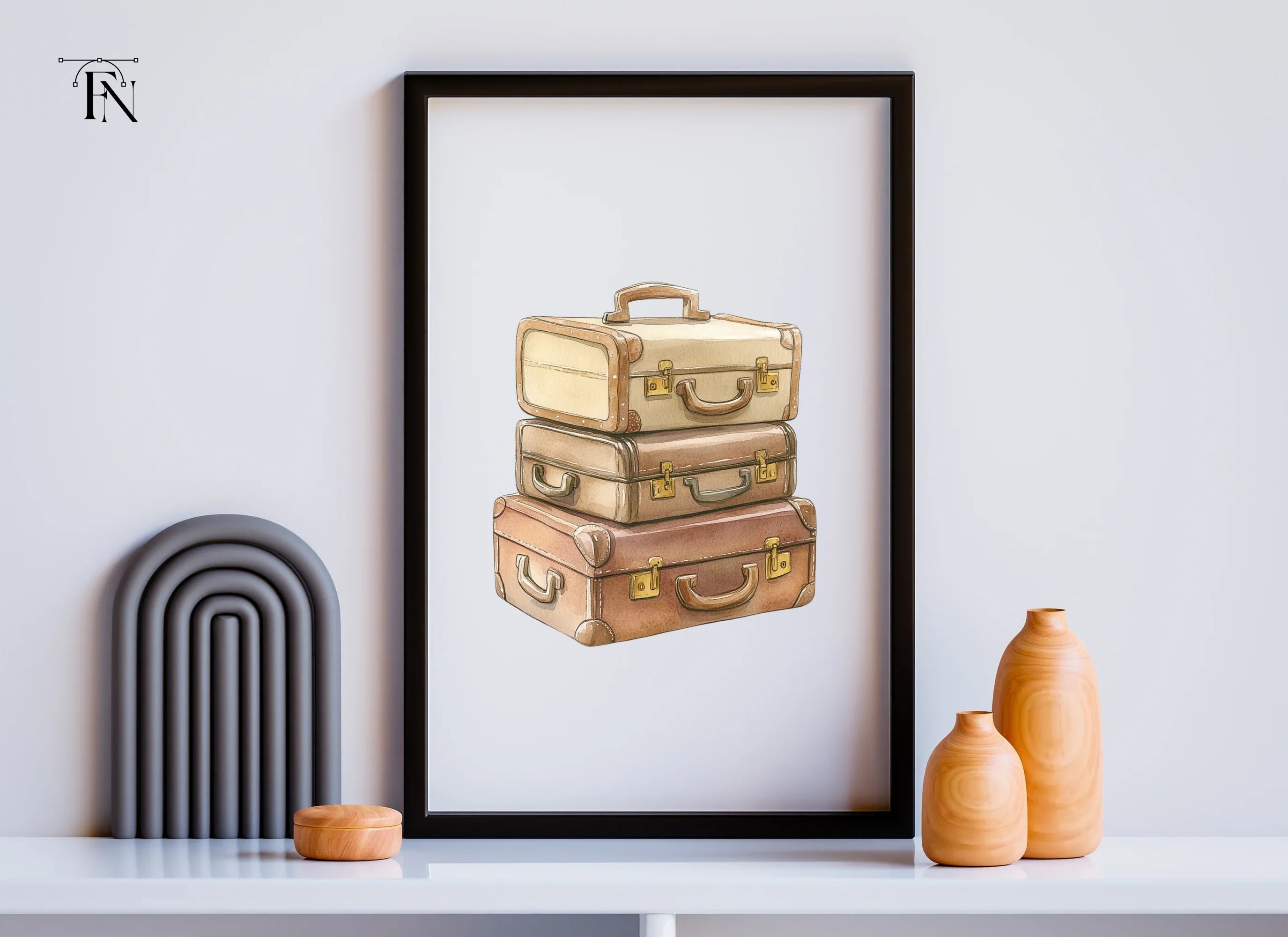 Vintage Suitcase Stack Clipart Bundle