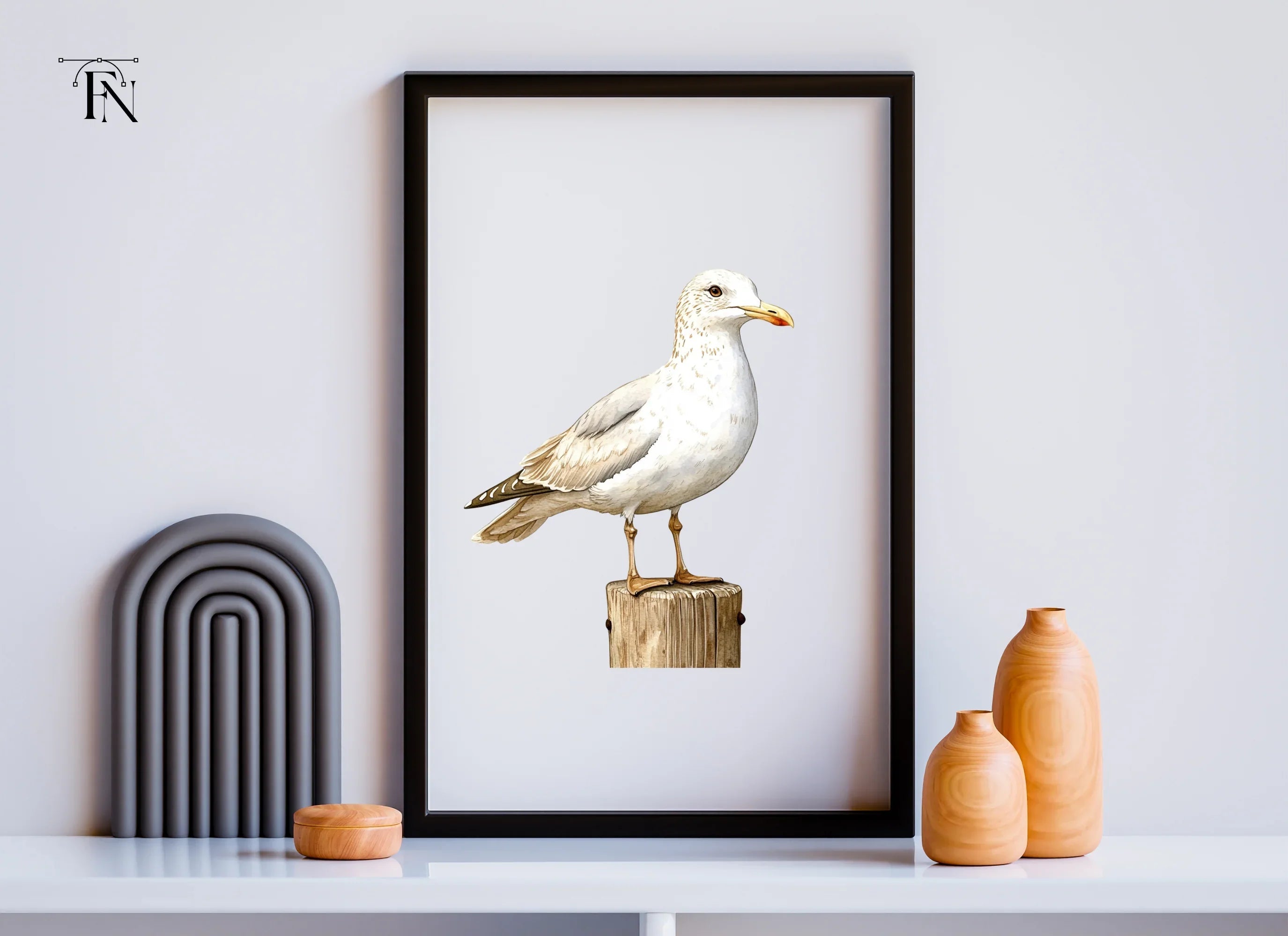 Seagulls on Wooden Posts Clipart Bundle