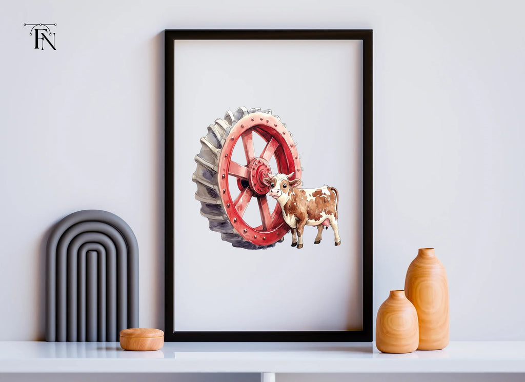 Calves with Farm Wheels Clipart Bundle