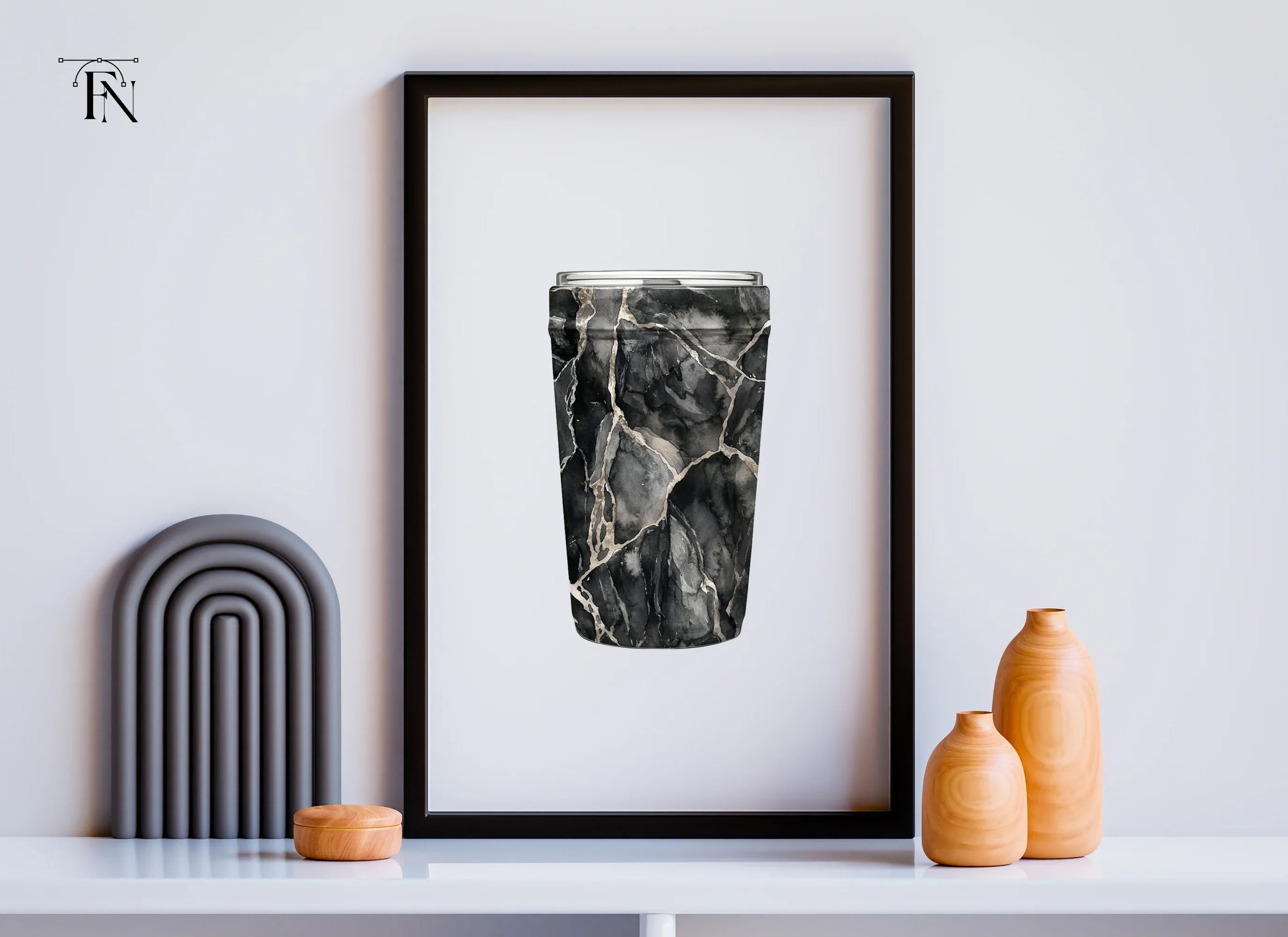 Black and Gold Marble Tumbler Clipart Bundle