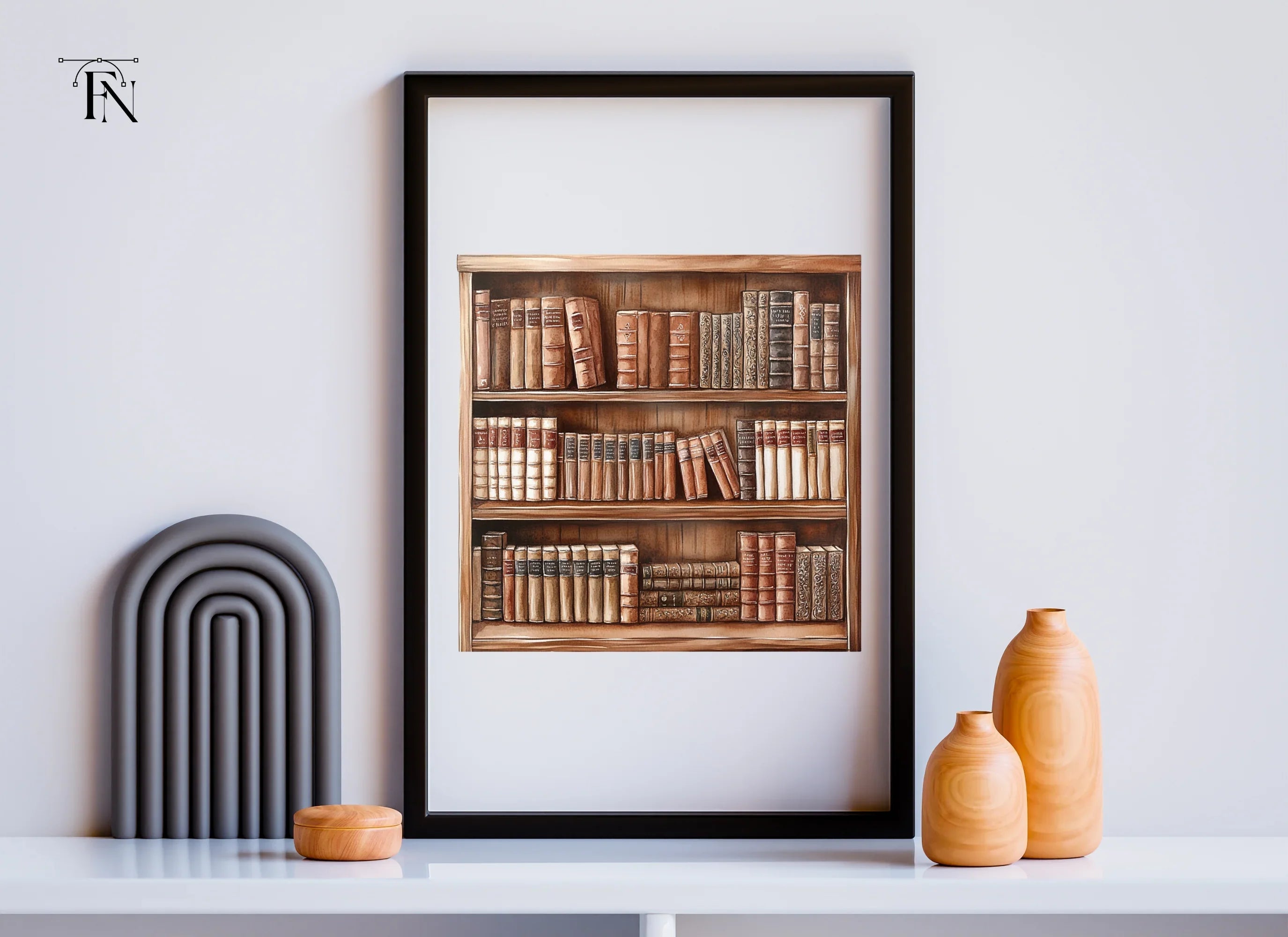 Vintage Bookshelf Clipart Bundle