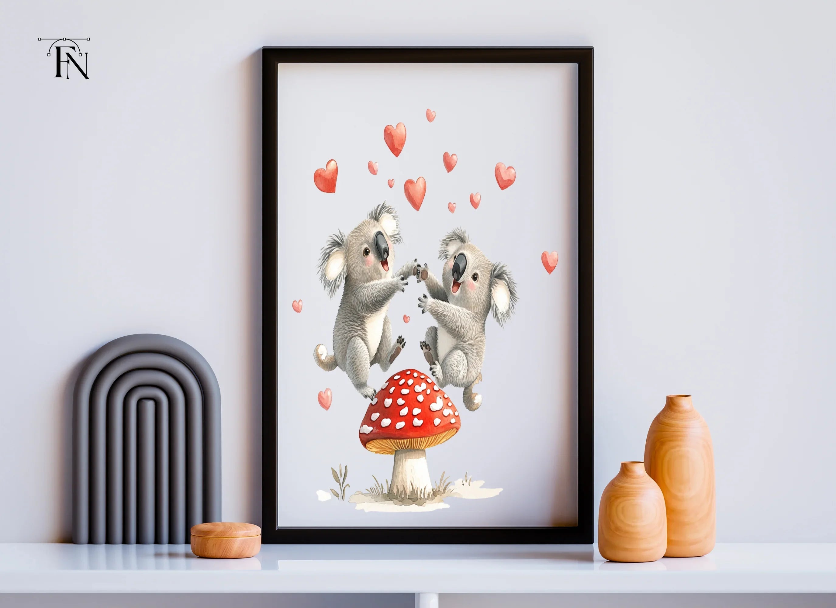Playful Koalas on Mushroom Clipart Bundle