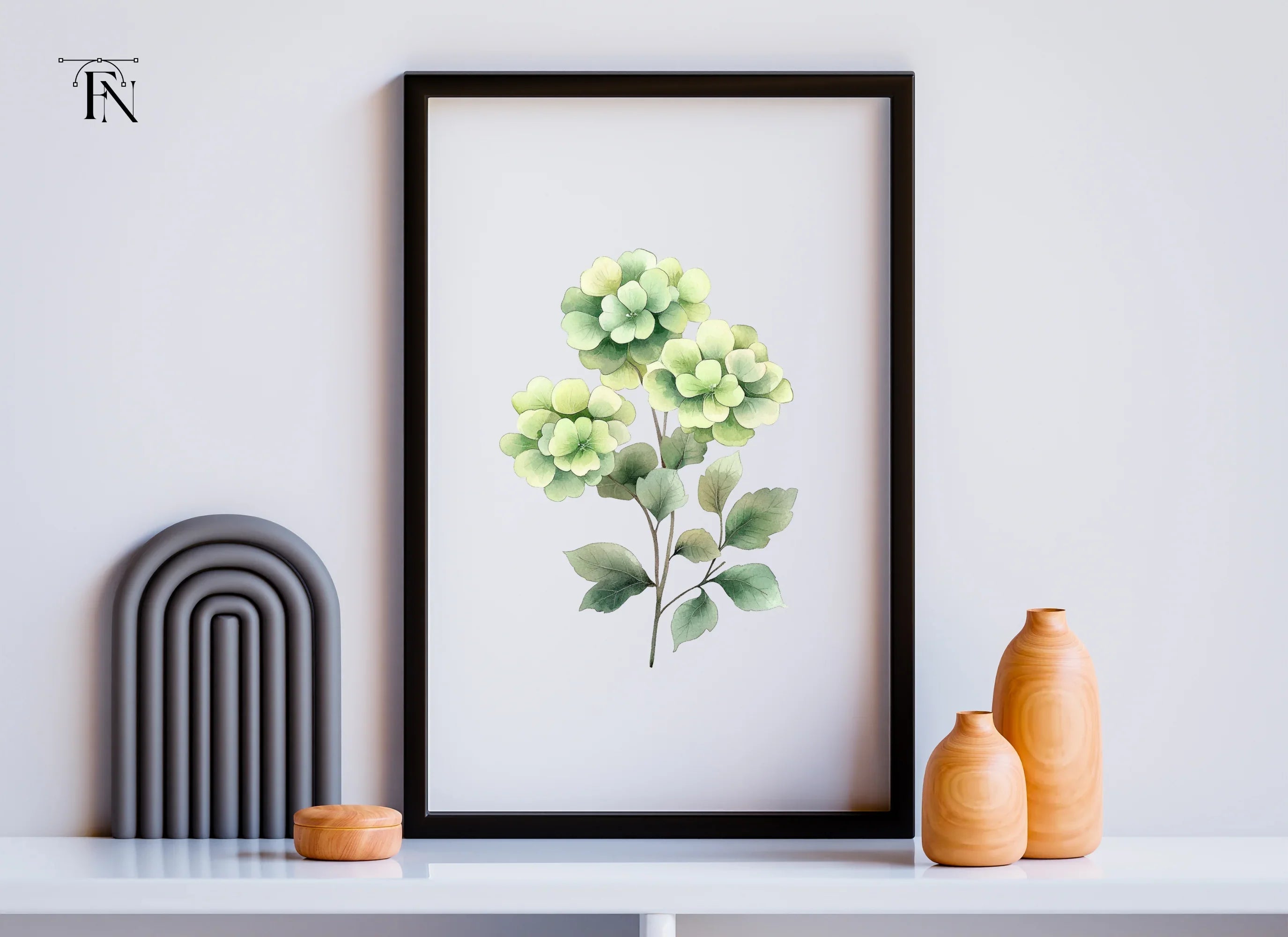 Green Hydrangea Clipart Bundle
