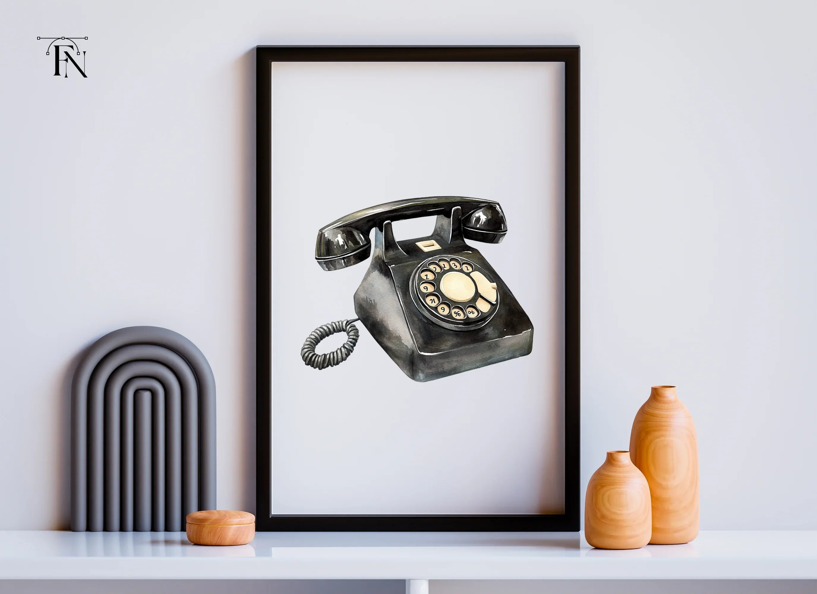Classic Black Rotary Telephone Clipart Bundle