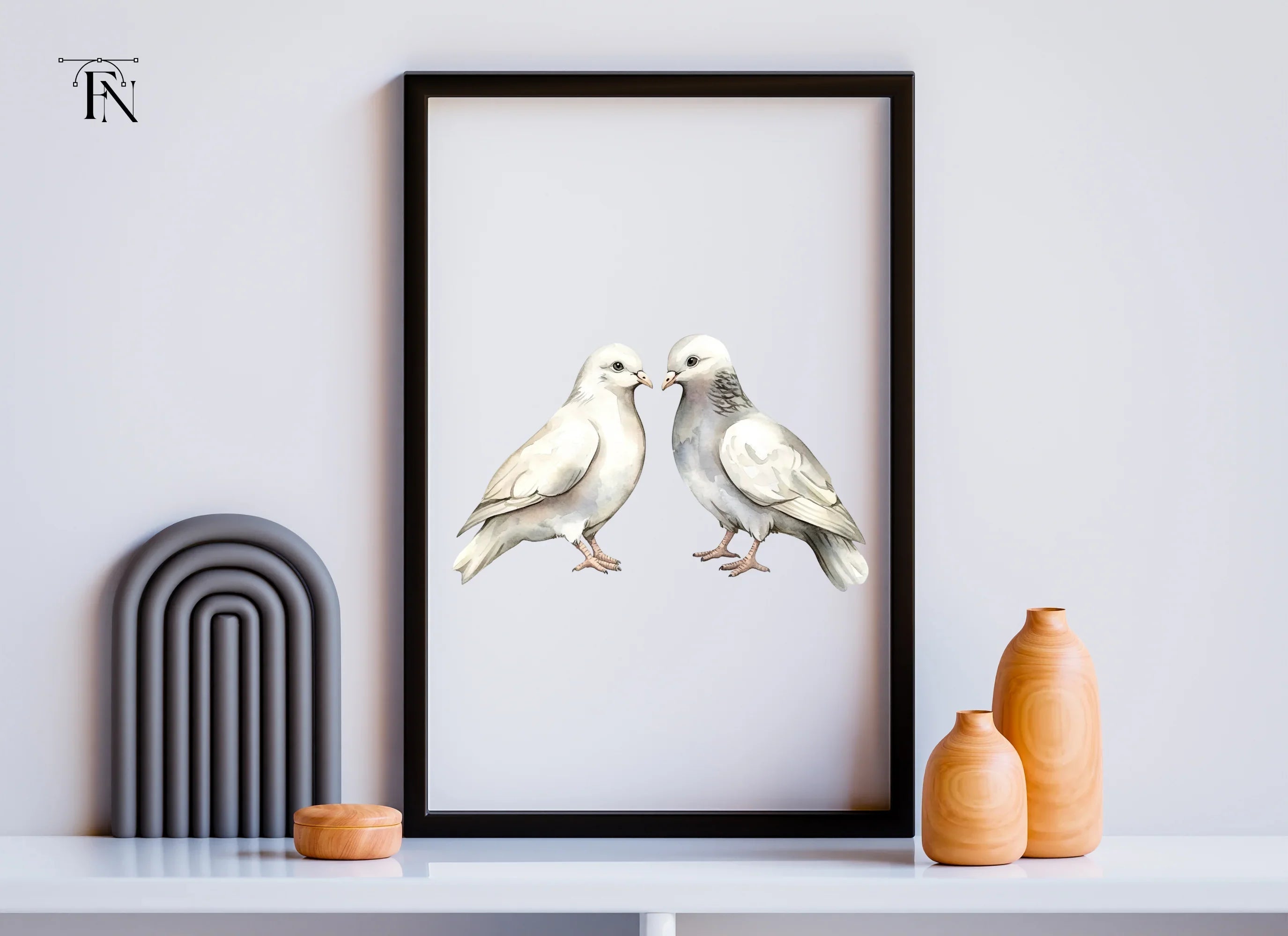 White Dove Pair Clipart Bundle