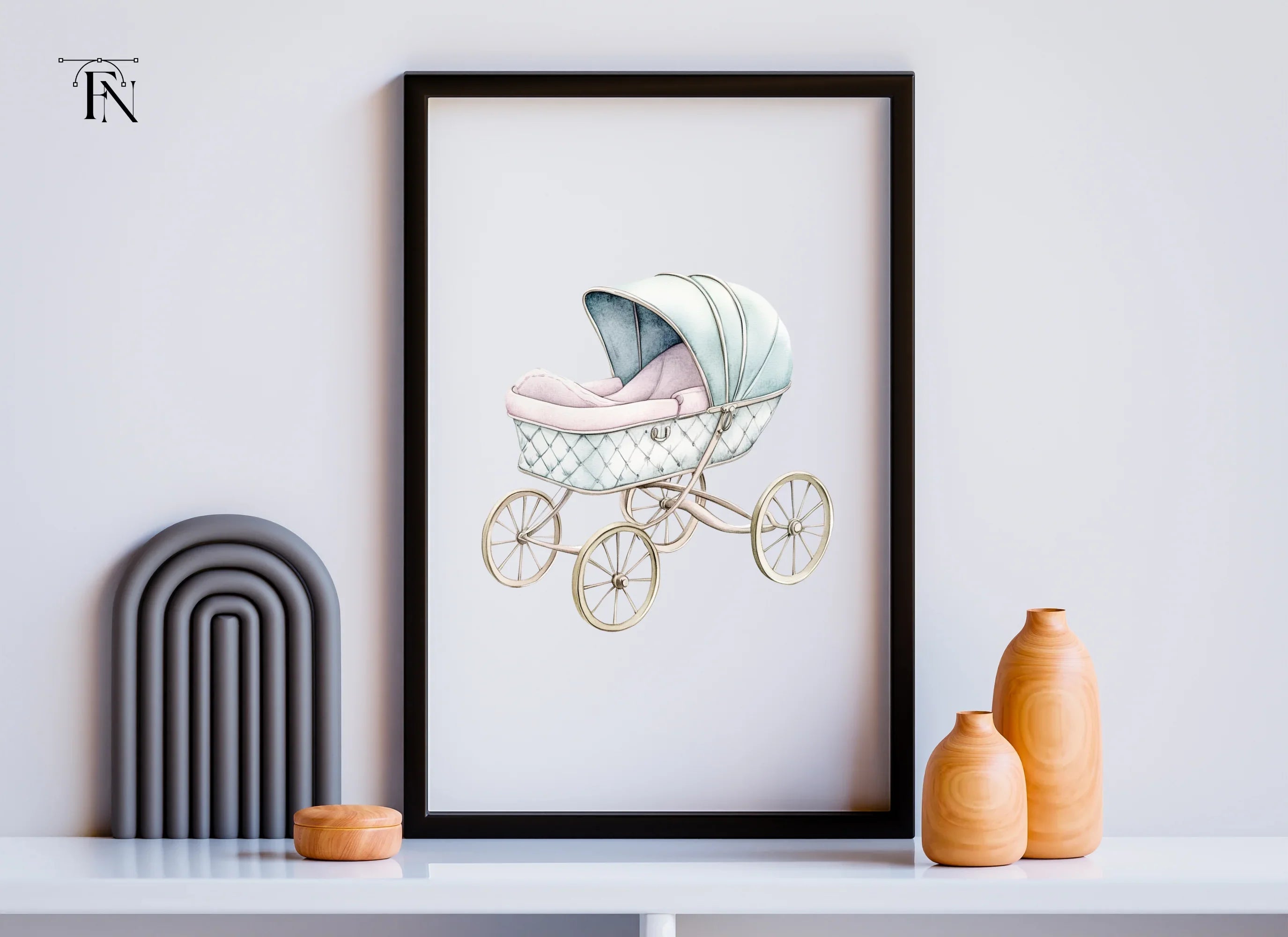 Vintage Baby Stroller Clipart Bundle