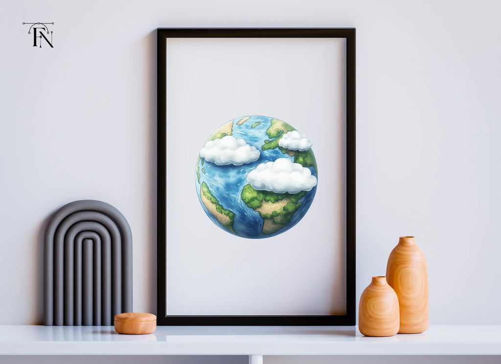 Realistic Earth with Clouds Clipart Bundle