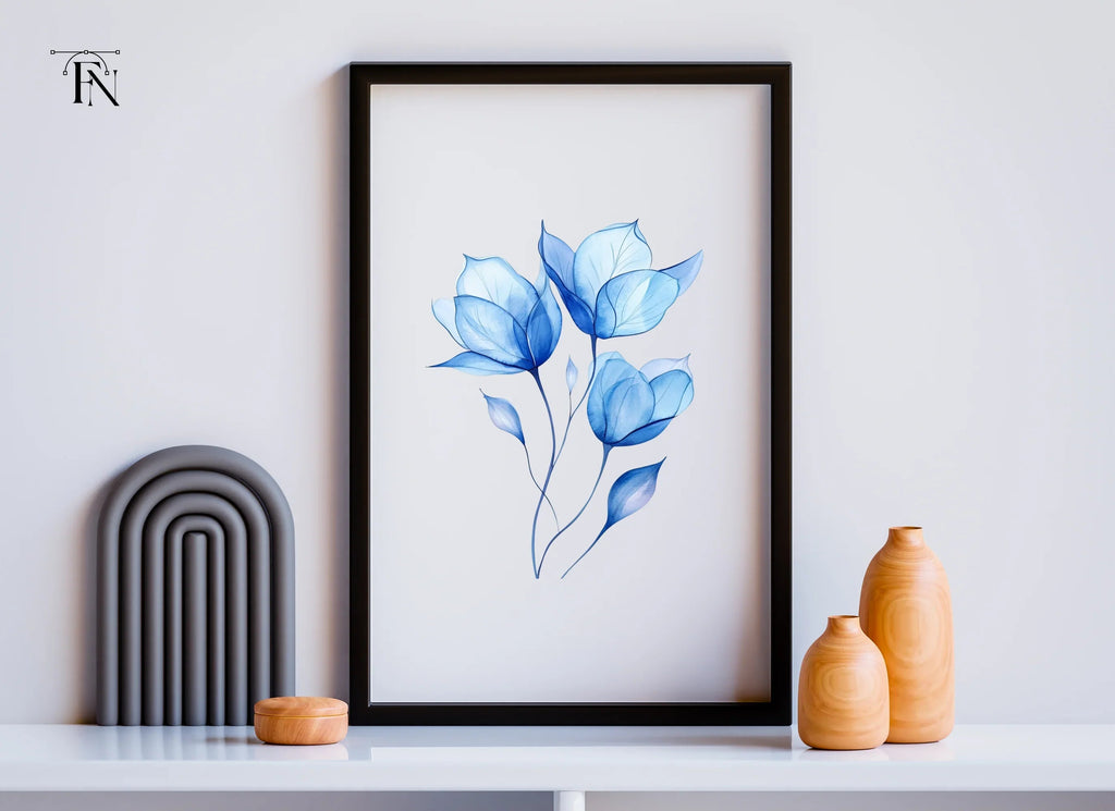 Elegant Blue Flowers Clipart Bundle