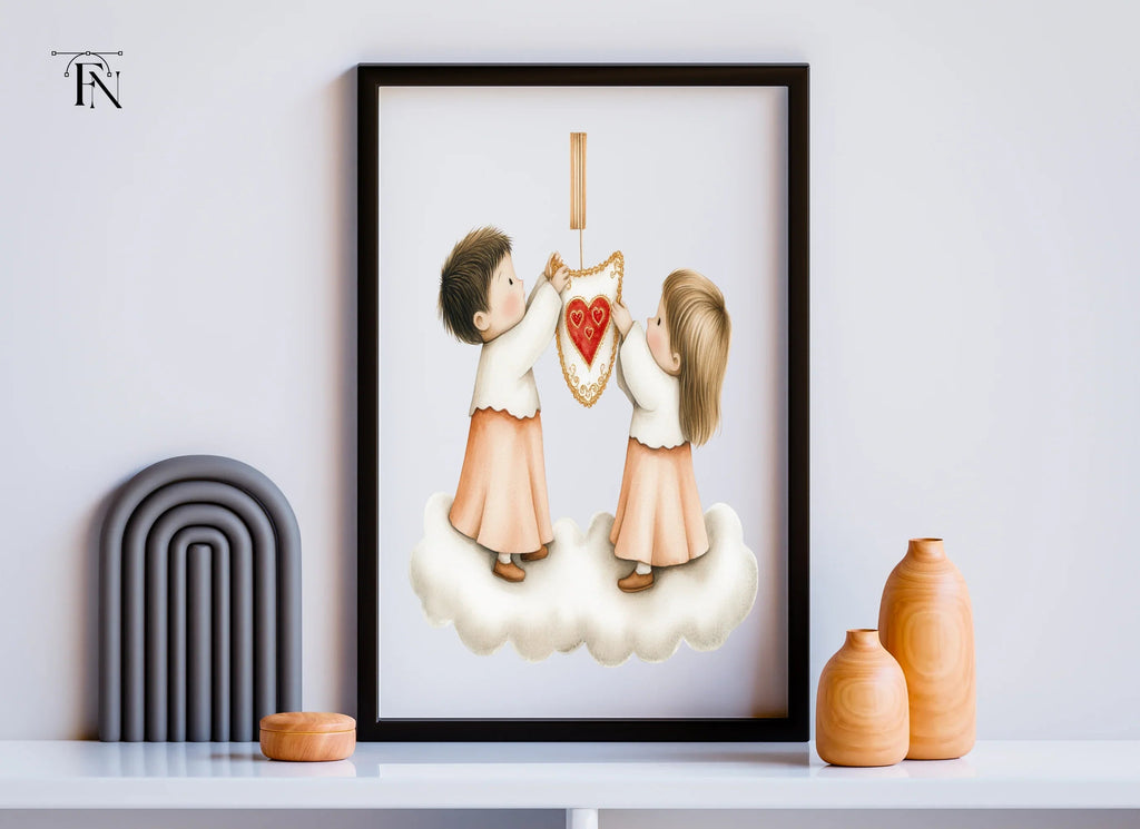 Angels Hanging Hearts Clipart Bundle