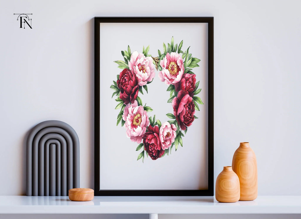 Peony Wreath and Wooden Door Clipart Bundle