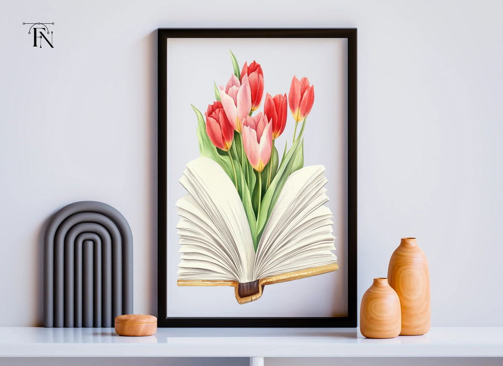 Tulip Bouquet in Open Book Clipart Bundle