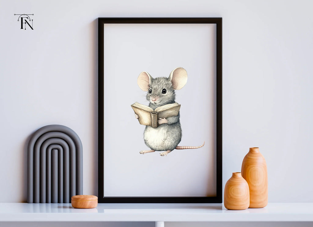 Cute Mice Reading Books Clipart Bundle