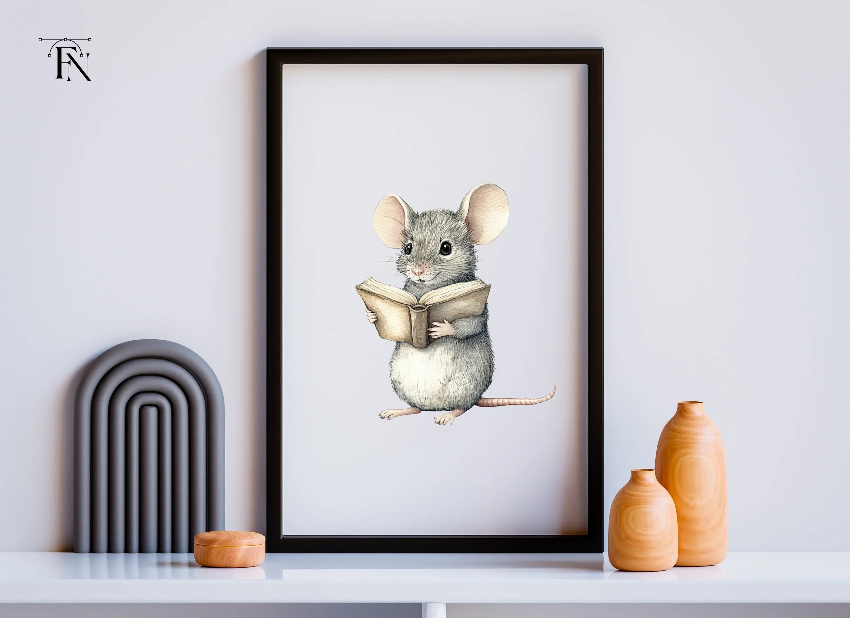Cute Mice Reading Books Clipart Bundle