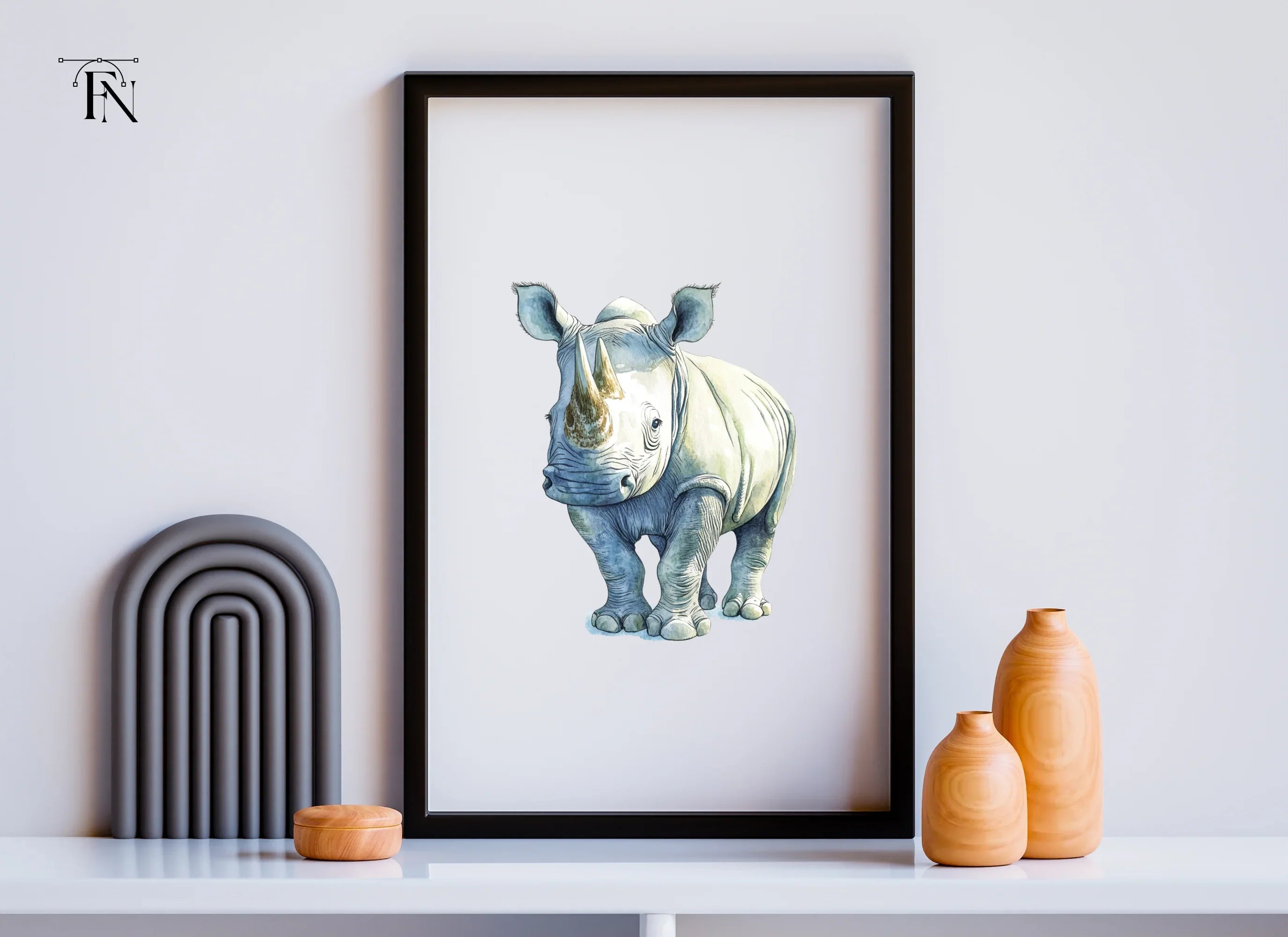 Cute Baby Rhino Clipart Bundle