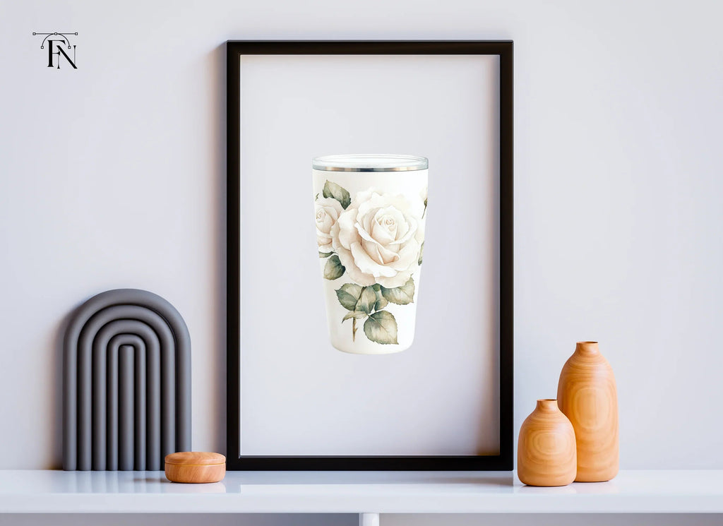 White Rose Tumbler Clipart Bundle