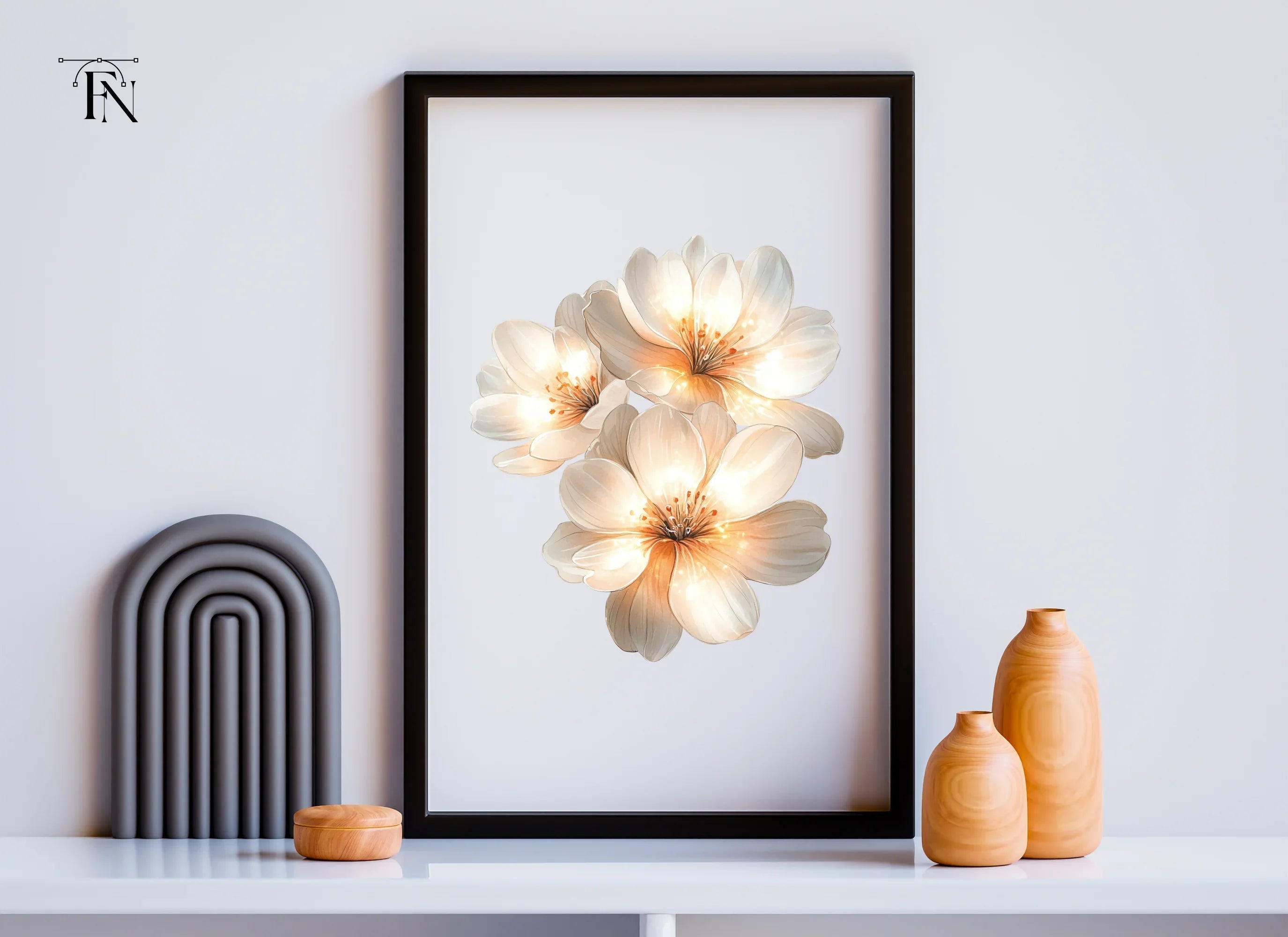Glowing White Floral Clipart Bundle