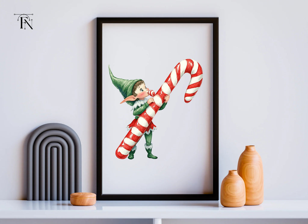 Christmas Elves with Candy Canes Clipart Bundle