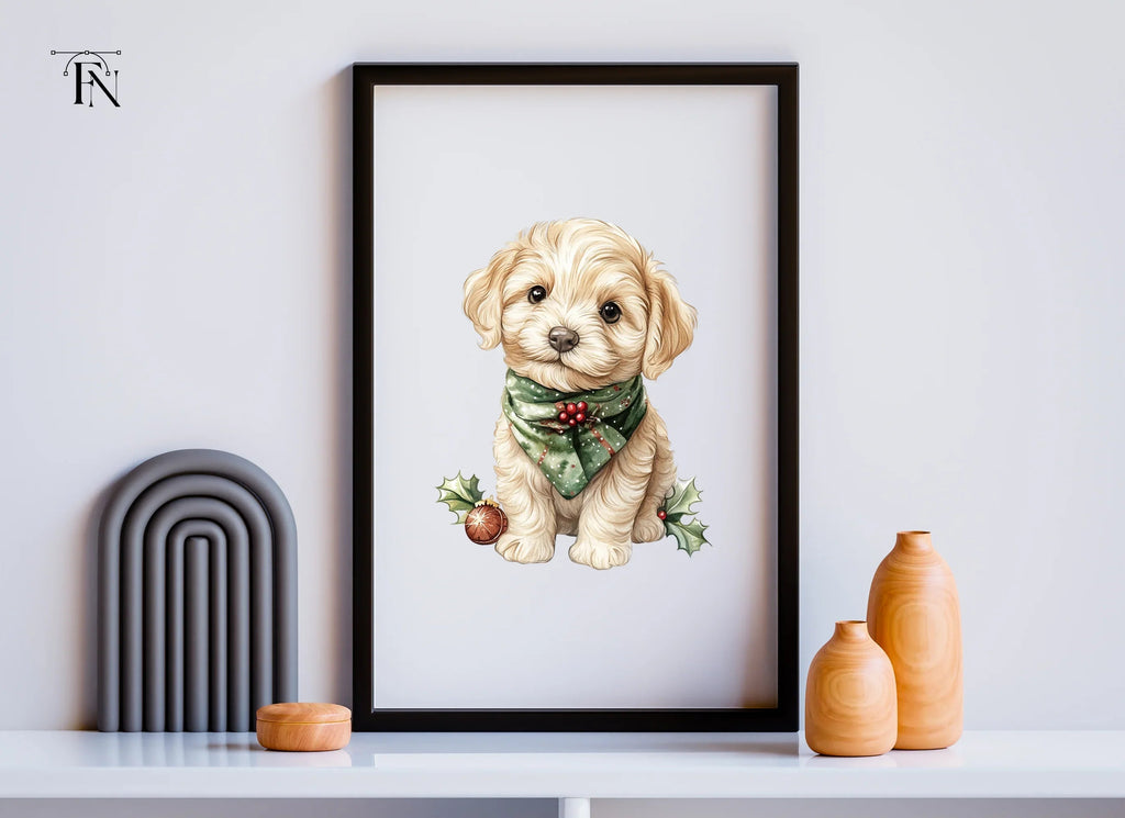 Cute Puppy Christmas Scarf Clipart Bundle