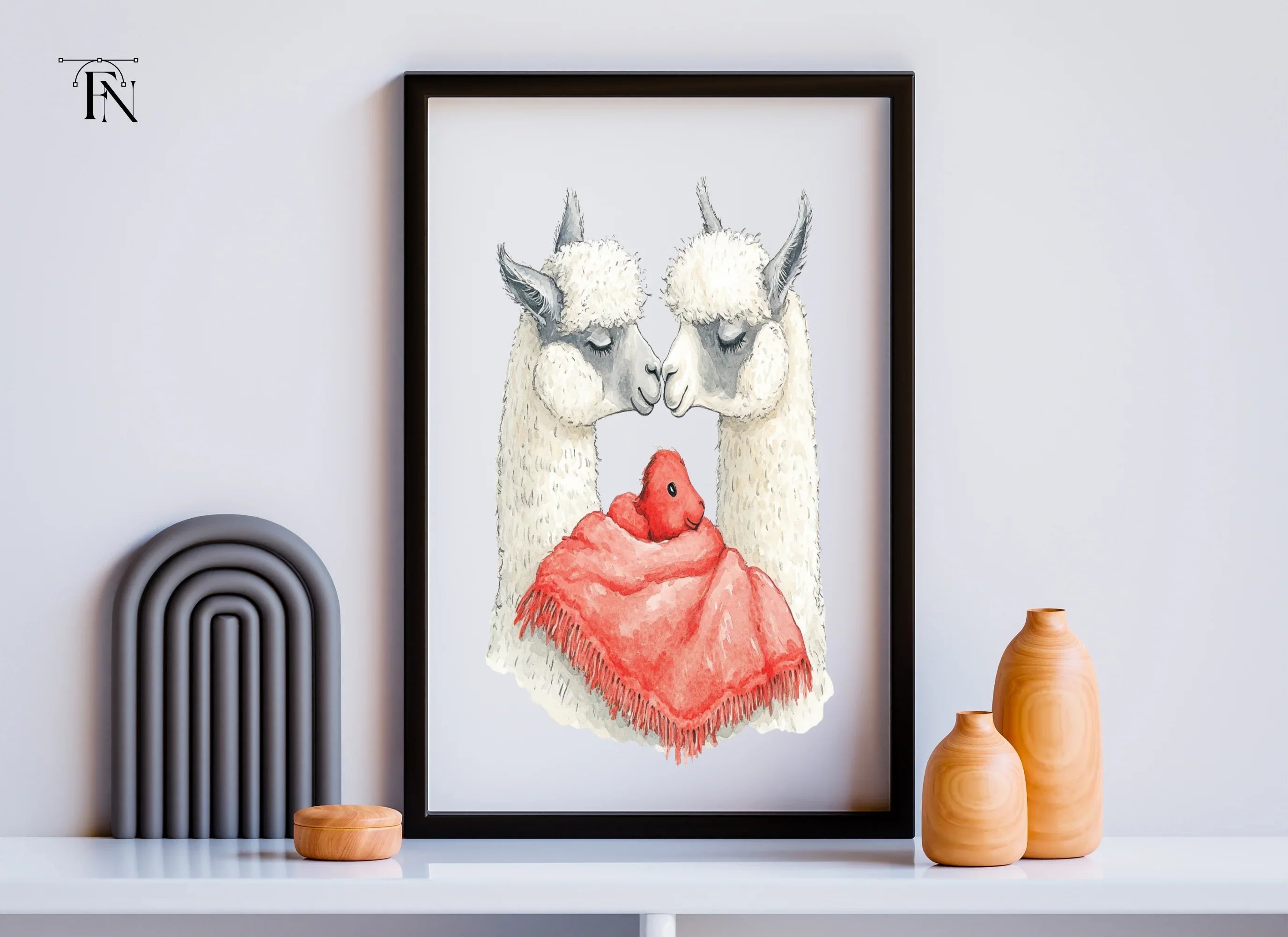 Alpaca Family with Baby Clipart Bundle