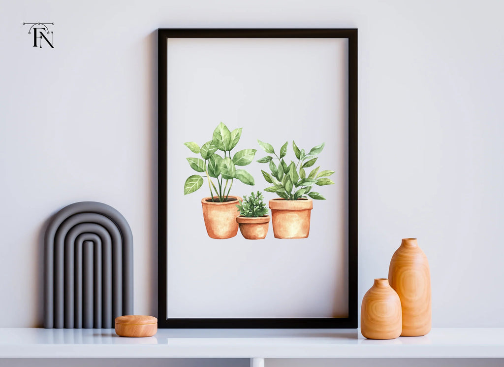 Green Potted Houseplants Clipart Bundle