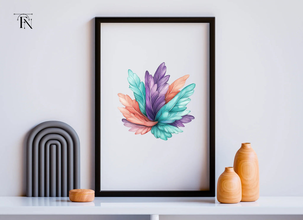 Pastel Feather Burst Clipart Bundle