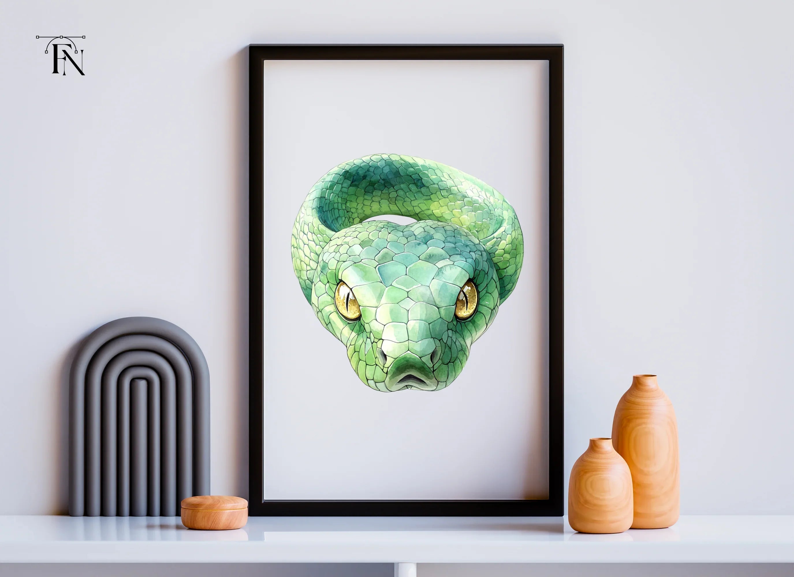 Green Snake Head and Body Clipart Bundle
