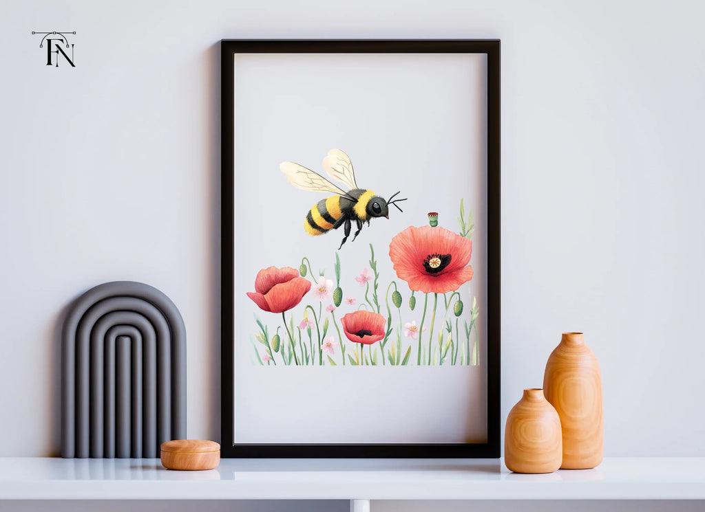 Bumblebee and Poppy Field Clipart Bundle