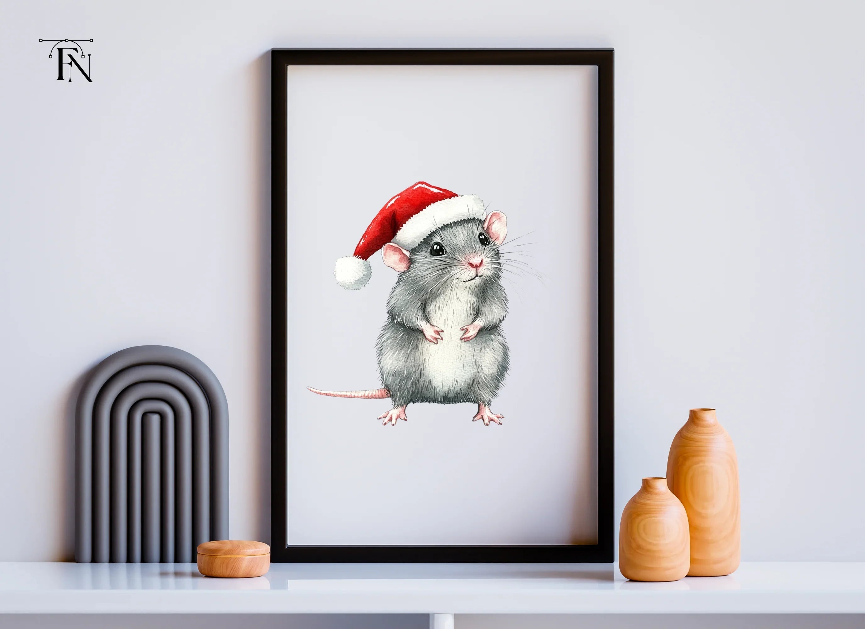 Christmas Mice with Santa Hats Clipart Bundle