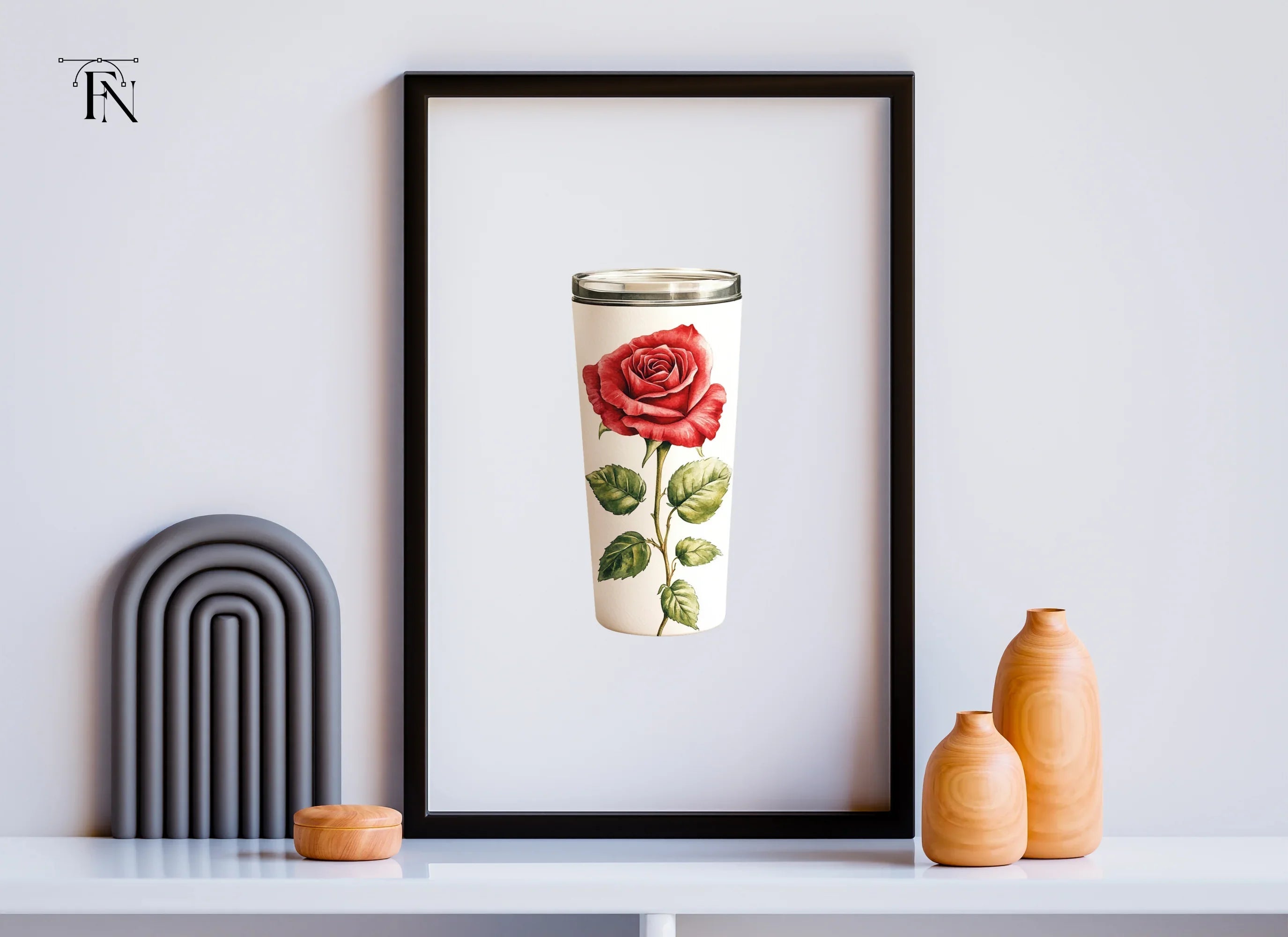 Red Rose Tumbler Clipart Bundle