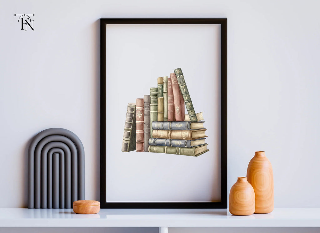Vintage Books Stack Clipart Bundle