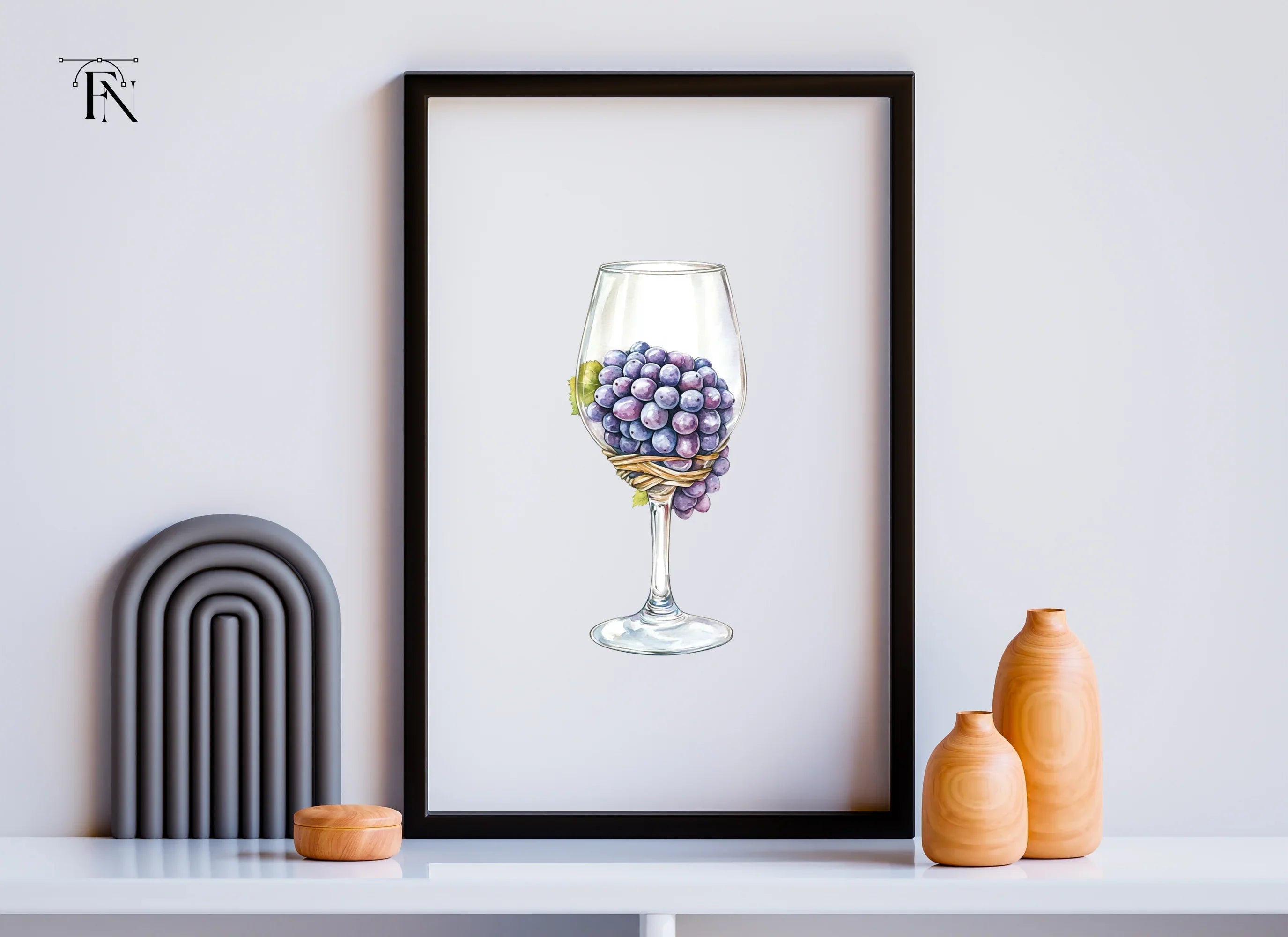 Grapes in Wine Glass Clipart Bundle