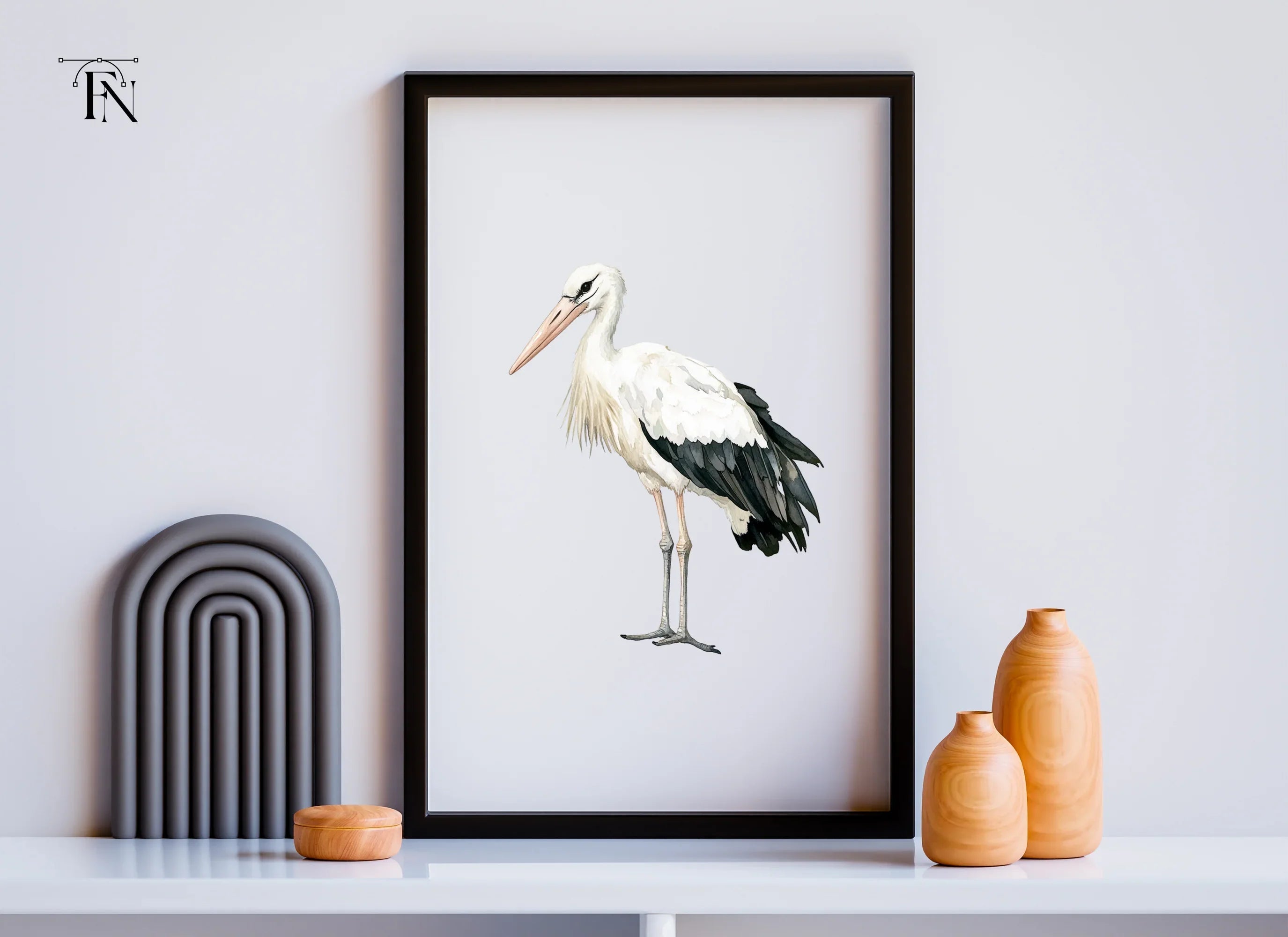 Elegant White Stork Clipart Bundle
