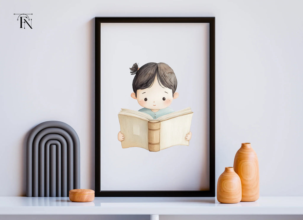Cute Girl Reading Book Clipart Bundle