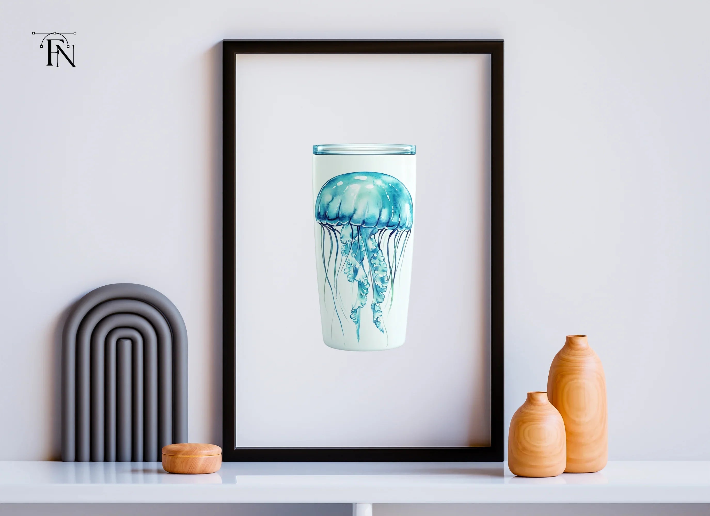Blue Jellyfish Tumbler Clipart Bundle
