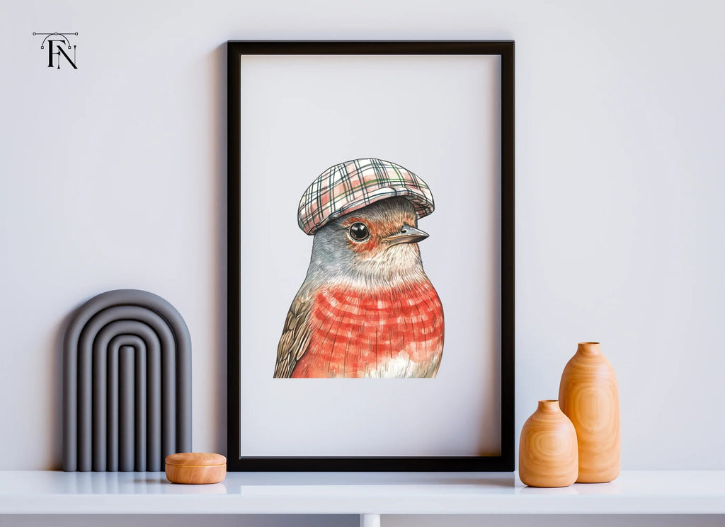 Charming Robin in Plaid Cap Clipart Bundle