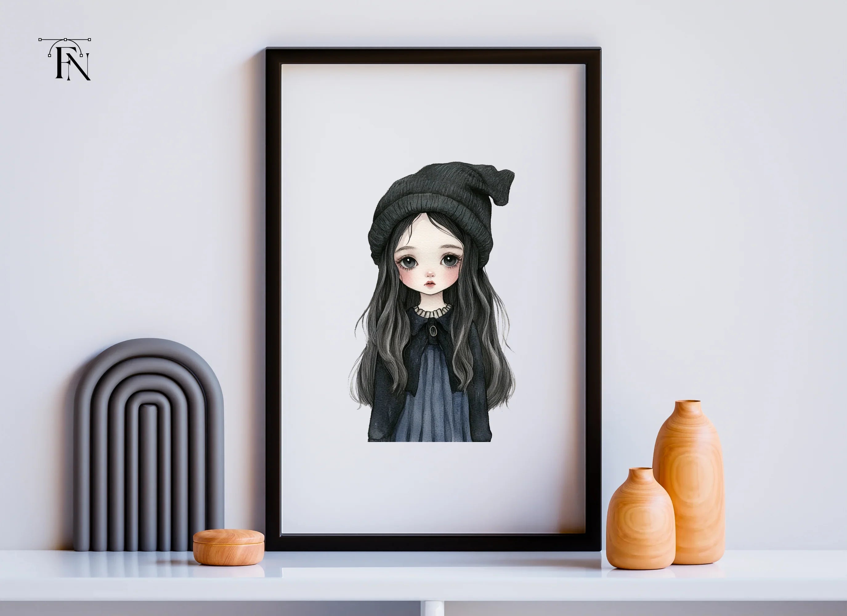 Cute Goth Girl with Beanie Clipart Bundle
