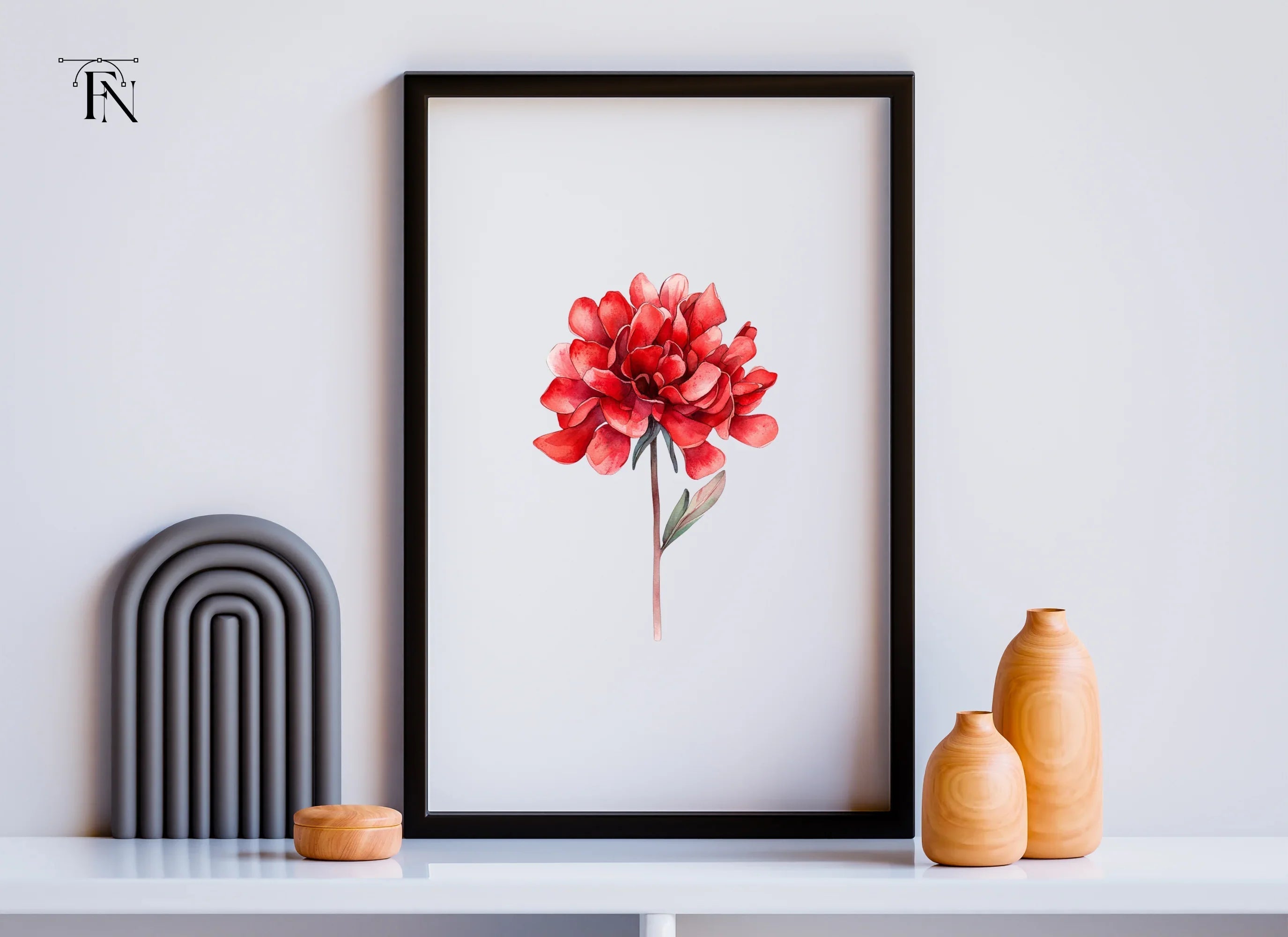 Vibrant Red Peony Clipart Bundle