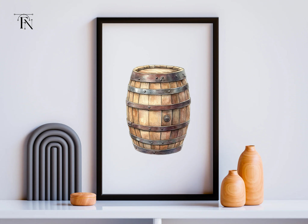 Classic Wood Barrel Illustration Clipart Bundle